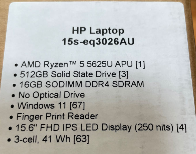 【新品】【保証書付】HP 15S-EQ3026AU 15s-eq3000シリーズ